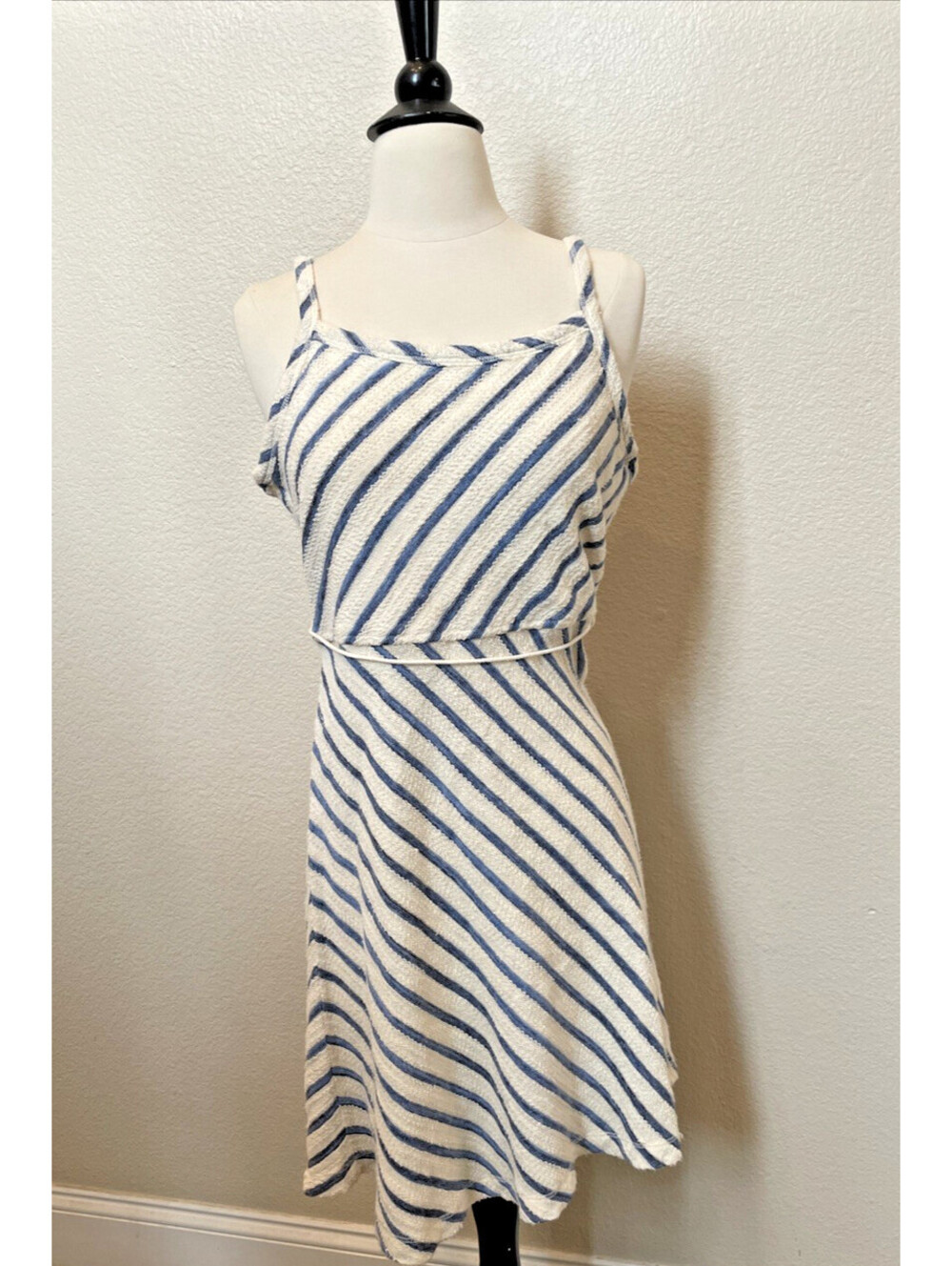 Vtg Y2K Juicy Couture Striped Terry Cloth Sundress Mini Blue Cream Medium